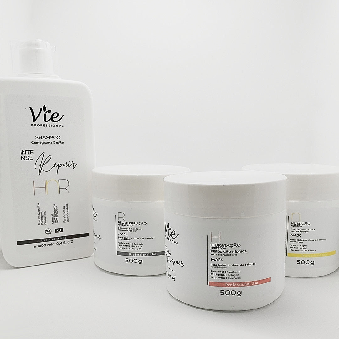 Kit Cronograma Capilar H.R.N Vie Professional - Hidratação, Nutrição e Reconstrução