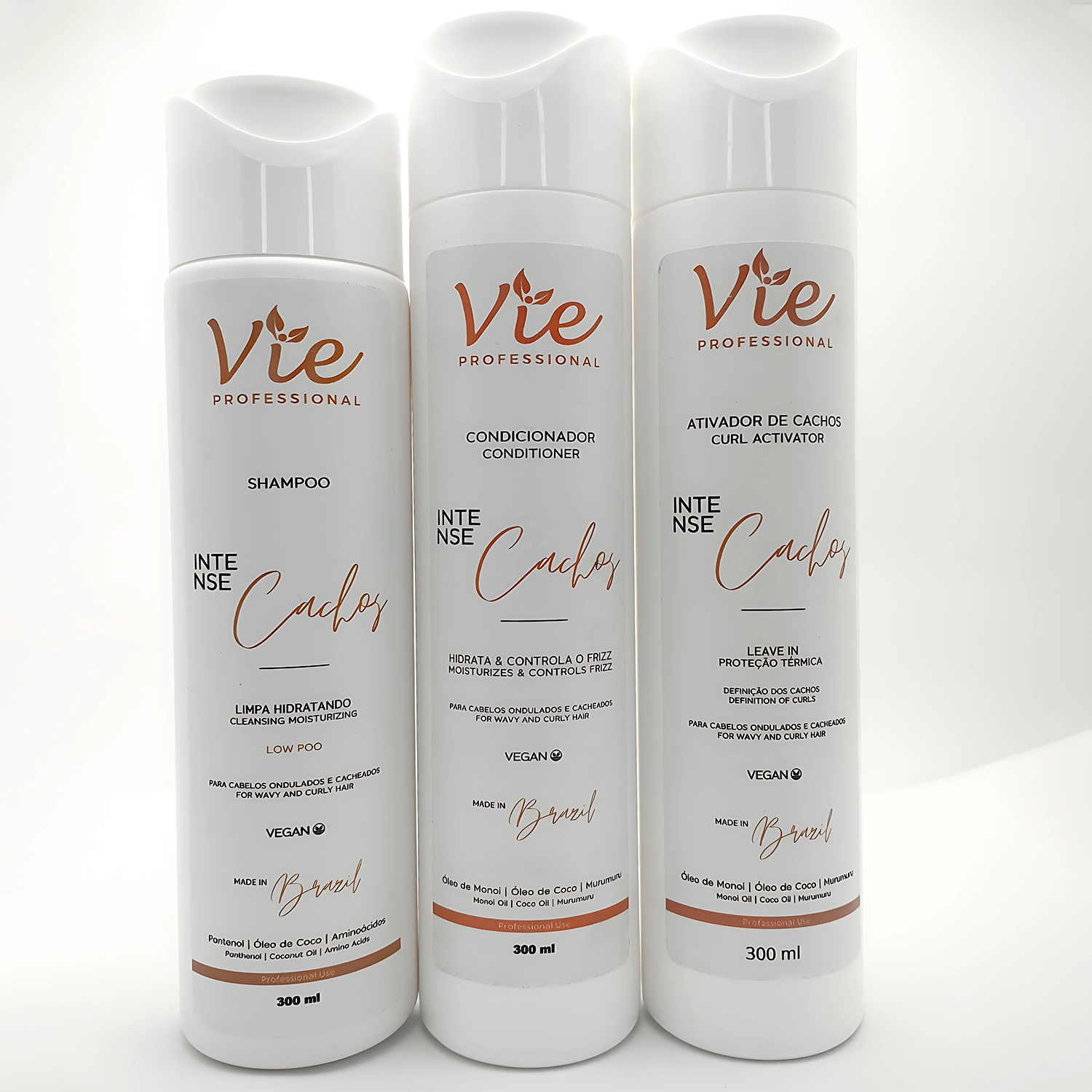 Kit Cachos Perfeitos Vie 300ml - Shampoo, Condicionador e Ativador